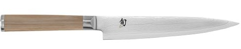 KAI Shun Classic White coltello universale giapponese 15 cm lunghezza lama - coltello damasco 32 strati nucleo VG MAX - 61 (±1) HRC - manico in legno Pakka -piccolo coltello da cucina forgiato stretto