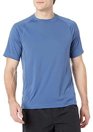 Amazon Essentials Men's Slim-Fit Short-Sleeve Quick-Dry UPF 50 Swim Tee, Blue, Medium