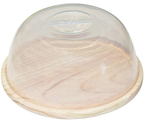 Artema Cloche à fromage ronde avec couvercle en méthacrylate et base en bois, 17,6 x 8,3 cm, récipient pour conserver fromage ou charcuterie