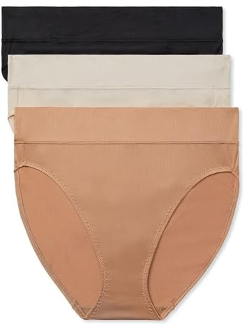 Warner's Allover Breathable Hi-Cut Panty Ropa Interior, Almendra Tostada/Butterscotch Black, L Mujeres