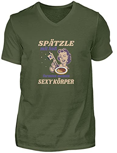 Spätzle avec sauce – Proverbes souabes – cadeaux Schwaben – T-shirt à col en V pour homme, City Green, M