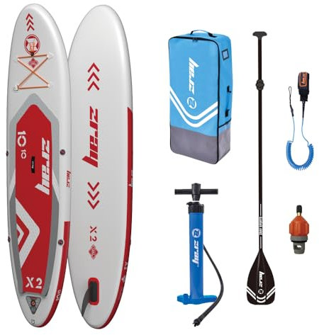 Zray X2 Stand Up Paddling Board rot 330x81x15cm SUP Aufblasbares Dropstitch SUP Board Komplettset mit Paddel Pumpe und Transporttasche Ideal für Stand Up Paddle Abenteuer