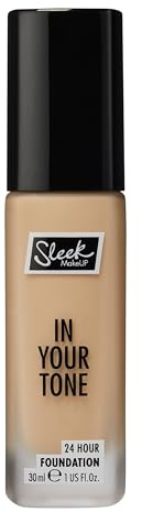 Sleek MakeUP In Your Tone 24 Hour Foundation, Medium Buildable Coverage in 30 Shades, Semi-Matte Flawless Finish, 4W, 30ml