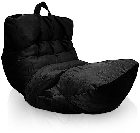 Aiire Pouf Poltrona Design XXL – Puff per Sedersi in Velluto Persiano Premium Imbottito per Camera da Letto, Gaming o Relax – Puf a Sacco Moderno per Adulti o Bambini Nero
