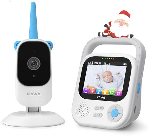 KAWA Baby Monitor with Camera and Night Vision, 2-way Talk, Audio- only and VOX Mode, 2.8” Screen, 5050mAh Battery with Video Recording, 4X Zoom, 6 Lullabies, Portable Baby Monitor (S5)