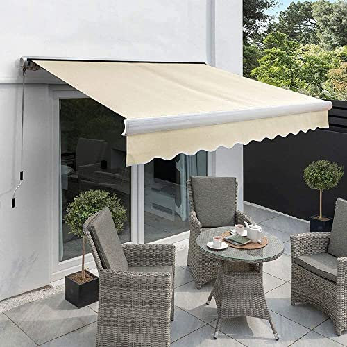 2.5Mx 2M Manual Awning Full Cassette DIY Patio Awning Gazebo Canopy Complete with Fittings and Winder Handle
