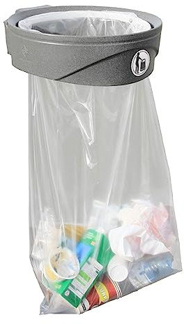 Soporte para bolsa de basura Orbis™ – Soporte para bolsas de basura montado en la pared con saco transparente para máxima seguridad – Parte superior abierta o tapa abatible (Gris Antracita (sin tapa))