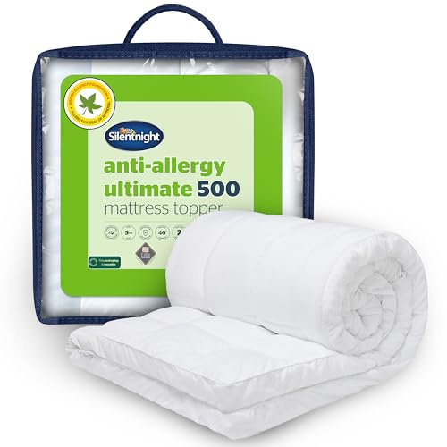 Silentnight Anti Allergy Ultimate Mattress Topper - Cloud-Like 5cm Depth for Comfort - Against Bacteria and Odour Ideal for Allergy and Asthma Sufferers - Quilted Cover and Fit Straps, Double