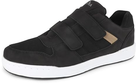 TIESTRA Men’s Wide Fit Orthopaedic Sneakers – Lightweight Diabetic Shoes with Adjustable Strap – Non-Slip Comfort Shoes for Swollen Feet, Oedema & Neuropathy Black, UK9/EU43