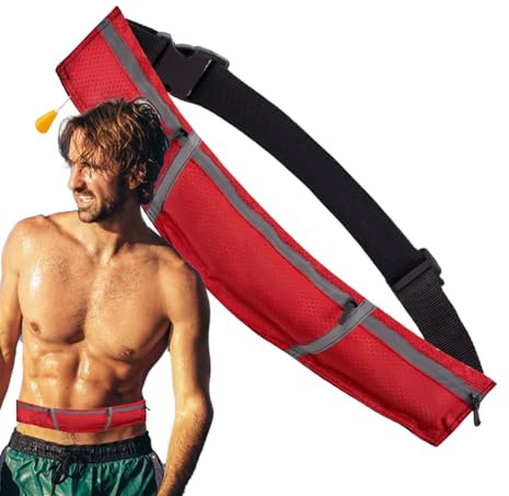 Ceinture de natation - 150N - Ceinture de sauvetage avec ceinture abdominale - Bouée de sauvetage réfléchissante autogonflant pour la sécurité de la piscine et du paddle