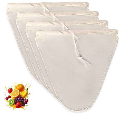 HMCEY 4 Pezzi Filtro per Bevande Vegetali 30 X 30 CM,Sacchetto per Latte di Noce con Coulisse,Sacchetto Filtrante Riutilizzabile,Sacchetti per Filtrare Alimenti,Nut Milk Bag per Latte di Mandorla