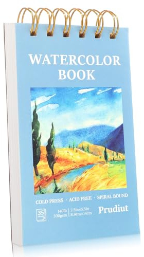 Watercolour Paper Pad 3.5 x 5.5 in, 35 Sheets, 140 Lb Cold Press | Spiral Bound, 300 Gsm Textured Paper, Good Absorbency, Tear-Off Pages, For Painting, Sketching And Mixed Media