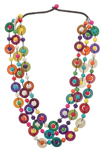 NIYANGLE Women Retro Bohemia Style Necklace Coconut Shell Hand-knitted Wooden Beads Beach Fashion Jewelry Pendant Charm for Ladies And Girls