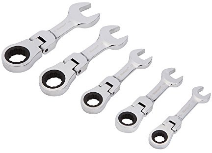 Blue Spot Tools 04314 BlueSpot 5 PCE Flexible Stubby Ratchet Spanner Set (10-19mm) 5pce Head, Set of 5 Pieces