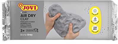 Jovi Air Dry Modelliermasse, gebrauchsfertig, lufttrocknend, auf Basis von Feuchtton, 500 g in grau