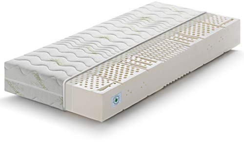Marcapiuma Colchón Látex Cuerpo y Medio 105x180 Alto 18 cm SEVENLIFE 18 de firmeza Media/Baja 7 Zonas Ergonómico Antiácaros Antialérgico Funda desenfundable Aloe Vera 100% Fabricado en Italia