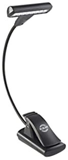 K&M 12247 Notenpultleuchte T-Model LED FlexLight Schwarz - Befestigung per Clip, mit Tragetasche, Schwanenhals, 4200 Lux