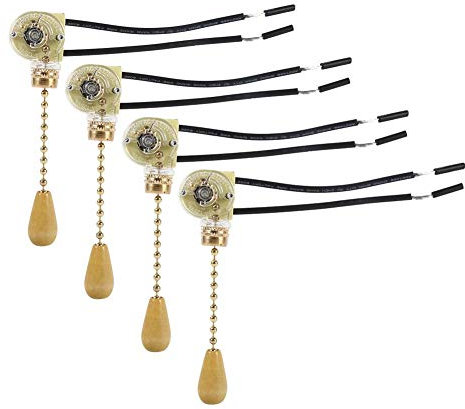 4Pcs Interruptor de Tiro Universal para Ventilador de Techo Y Lámpara, Interruptor de Cadena de Luz de Pared, Componentes de Cobre, 250V 125V para Instalación Eléctrica Y Reparación de Luminarias