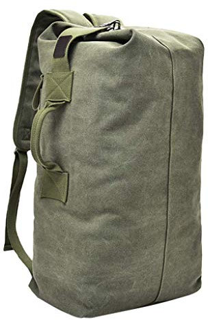 Tubayia Sac à dos de randonnée en toile imperméable pour le camping, la randonnée, les voyages (Vert armée)
