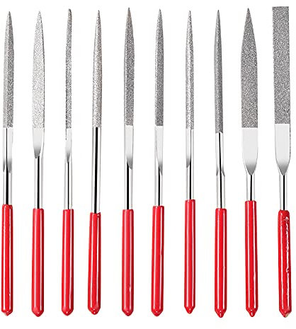Bestgle 10 Piezas Limas de Diamante Mini de 2 mm x 100 mm de Plástico Diamante Escofinade Archivos de Precisión con Recubrimiento de Diamante Multifuncional