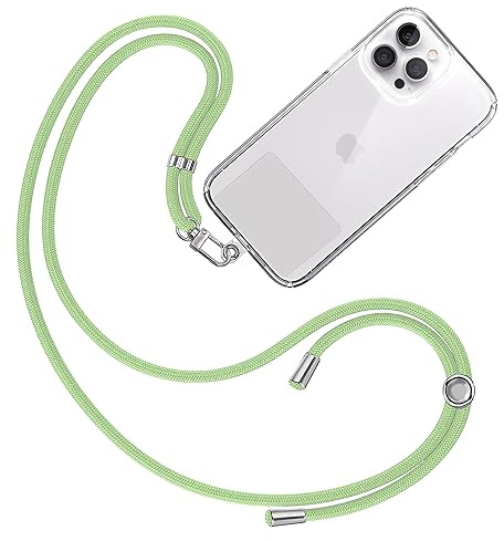 TBOC Band mobiltelefonkedja, nyckelband, kedja, mobiltelefonsnöre, [ljusgrön] att hänga upp nacken, universellt för mobiltelefon med vadderad, mobiltelefonband, patch, karbinhake, fodral,