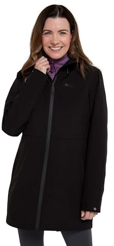 Mountain Warehouse Hilltop Womens Waterproof Jacket - Leichtgewicht mit verstellbarer Kapuze und Seitentaschen - Frühling, Sommer, Wandern, Outdoor und Camping Tiefschwarz Damengröße EU 46