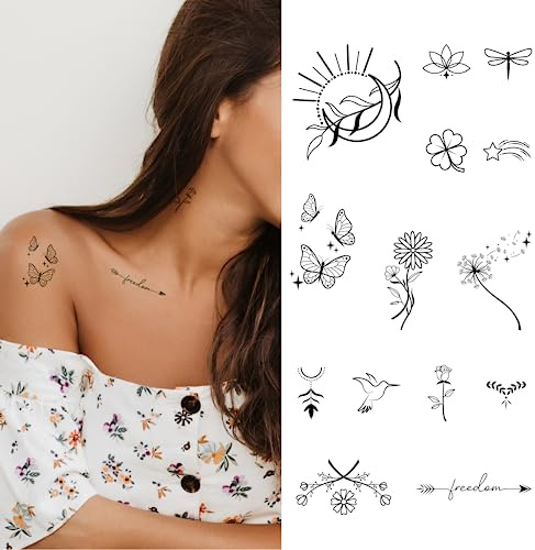 Finoly Tillfälliga Tatueringar 2 Veckor - Tatueringar För Vuxna - Vattenbeständiga - Halvpermanenta Tillfälliga Tatueringar - Temporära Tatueringar För Kvinnor - Falska Tatueringar Och Självhäftande