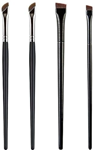 Lot de 4 pinceaux de maquillage inclinés pour eyeliner, pinceaux de maquillage pour les yeux et les débutants, parfaits pour les professionnels et les débutants (noir)
