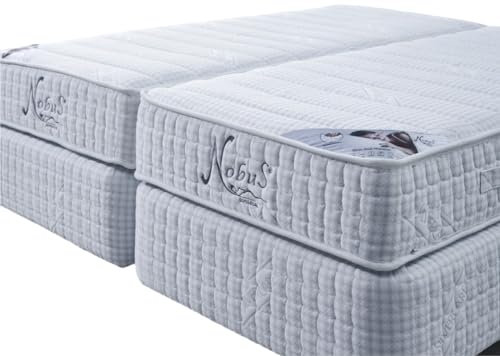Nobus Dual Matratze 200x200 cm | 25 cm Höhe | 7-Zonen-Taschenfederkernmatratze | 2 Härtegrade integriert Medium & Fest | Antibakterieller Bezug | Orthopädisch | Öko-Tex & CertiPUR Zertifiziert
