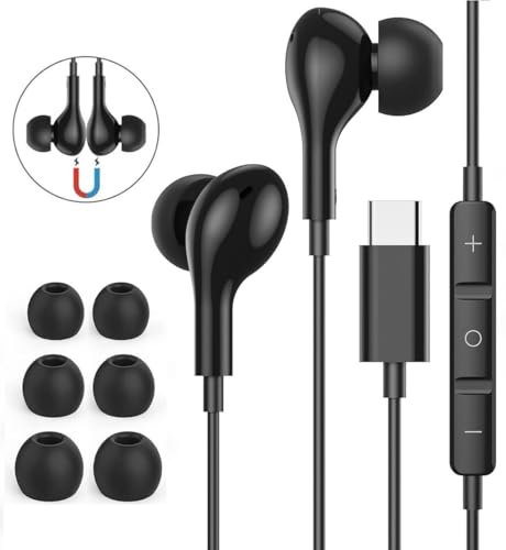 Écouteur USB C,Ecouteurs Filaire Type C avec Microphone Compatible avec Samsung Galaxy S24/S23/S22/S21/Ultra/A53/A33 iPhone 15 Pro Max Plus iPad Pro Air Huawei P60/50/40 Google Pixel 8/7/6 Xiaomi