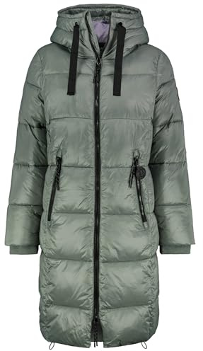 Sublevel Damen Winter Steppmantel – Langer, Warmer Mantel mit Kapuze für Kalte Wintertage middle-green L