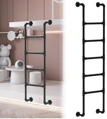 Escalera alta de metal para litera, para montar en la pared, para loft del hogar, con ventana de extensión de 10 pies, escalera de salida para tejado/garaje (120 cm)