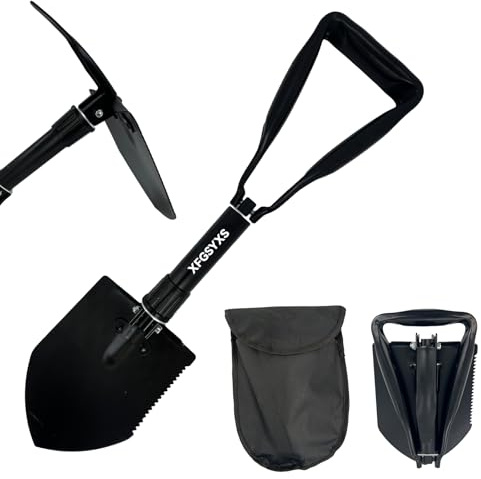 Mini Folding Camping Shovel, Lightweight Portable Small Tactical Survival Shovel, High Carbon Steel Military Shovel Entrenching Tool for Outdoor, Hiking, Digging, Backpacking, Car Emergency, Off Road