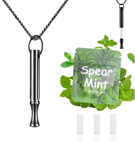 ADASTONE Breathing Necklace to Replace Bad Habit with 3pcs Refillable Mint Pods, Habit Support Necklace for Stress Relief Sensory Fidget for Adults