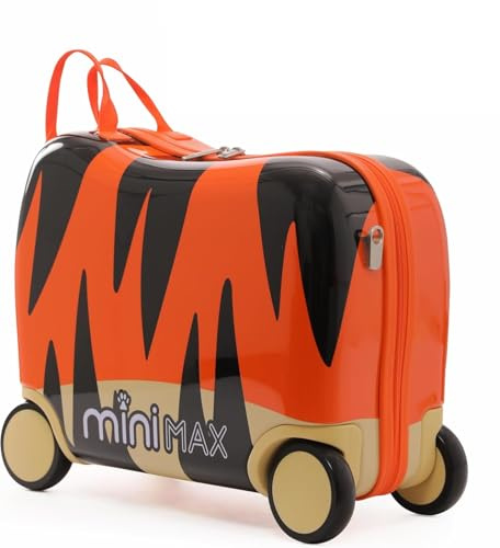 Minimax Kinderkoffer Hartschale Handgepäckkoffer Kofferset 45x36x20cm für Kinder Jungen und Mädchen 29L Kindergepäck Handgepäck Trolley Hartschalenkoffer für Easyjet 45x36x20 mit 4 Rädern Tiger