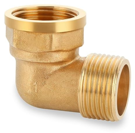 LEPEVNEY Brass 90 Degree Elbow Pipe Fitting 1 BSP Male to Female, Heavy-Duty Garden Hose Adapter for Water, Air, Oil Systems, 1PC 1 BSP
