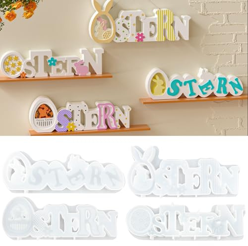 TZEKING Moldes de silicona de conejo de Pascua,4 Piezas Molde de silicona para velas,Moldes de Conejo,Conejo de Pascua,Para Hacer Adornos De Pascua