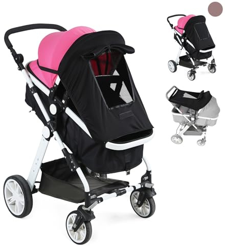 HAGOT Pram Sun Shade Cover, Sunshade Covers, Semi-Enclosed Sun Shade for Prams with Elastic Bands, Baby Sunshade with Roll-up Viewing Window for Pushchair, Buggy, Stroller,Black