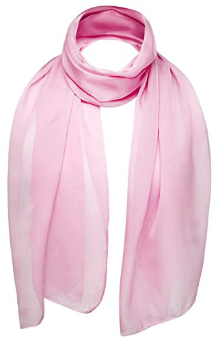 Bufanda Clásico Liso Chifón Suave, Tejido ligero, Mujer señora Chal Para Cuello, Hijab - Rosa Claro, One size