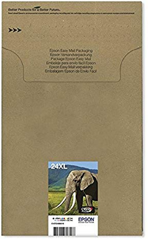 Epson 24XL Elephant High Yield Genuine Multipack, Eco-Friendly Packaging, 6-colours Claria Photo HD Ink Cartridges, XL High Capacity