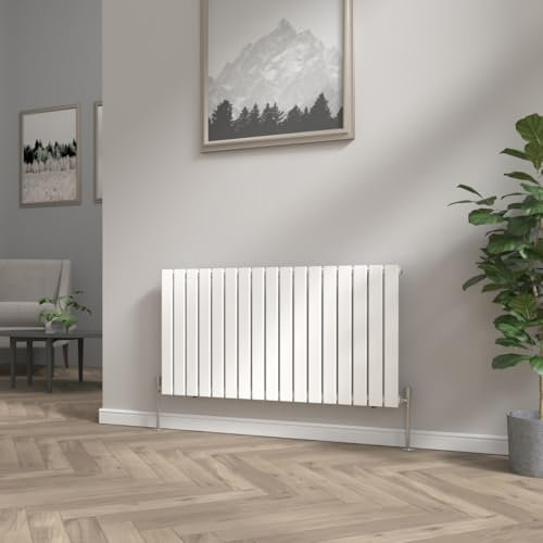 NRG 600x1156 mm Gloss White Column Designer Radiator Horizontal Single Flat Panel