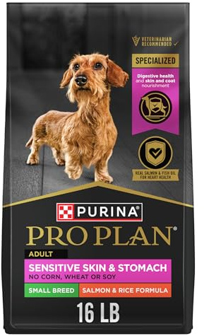Purina Pro Plan Sensitive Skin and Stomach Dog Food Small Breed, Adult Salmon & Rice Formula - 16 lb. Bag