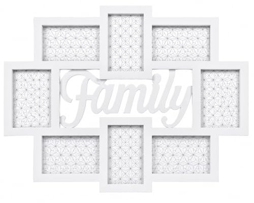 Gicos Porta Foto Cornice Multiplo 8 posti Decoro Family Colore Bianco 57 * 3 * 45 cm MOG-766053
