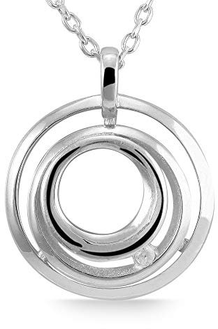 Giulia Luna Damen-Halskette Anhänger Rund Strass-Stein 925er Silber GL5210008