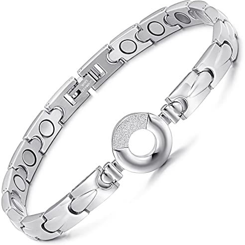 RainSo Stainless Steel Magnetic Bracelet for Women - Adjustable Silver Jewellery with Elegant Design | Premium Gift Box Presentation & Sizing Tool