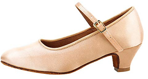 AOQUNFS Scarpe da Ballo da Sala Latino Salsa Standard Bambina e Donna,WX501-4.5-Beige,EU35