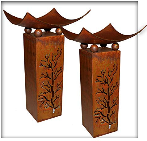 Kieskönig 2 Stück Feuerschale 2-TLG. Deko-Säule Feuersäule Eingangsdeko Terrassendeko Pflanzsäule