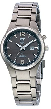 ETT Eco Tech Time Funk Solar Damen Uhr Analog mit Titan Armband ELT-11438-11M