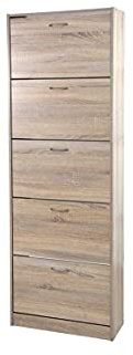 Gicos Mobile scarpiera Struttura in Legno truciolato 5 Ante 10 divisori Colore Rovere 63 * 24 * 180 cm PUR-770296