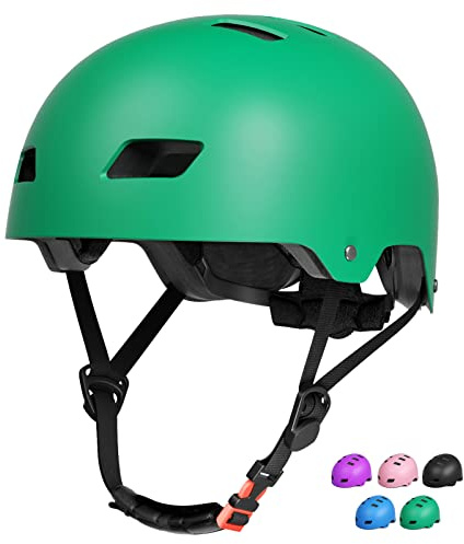 FAYDUDU Casco da Bici per Bambini Casco Protettivo Ideale per Bambini e Adolescenti Leggero ma più Sicuro Anche per Skateboard, Monopattino, Pattini a Rotelle per 3-13 Anni Ragazzi (Medium, Verde)